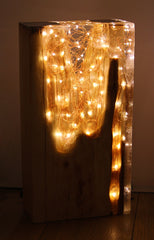Reclaimed Antique Pine Wood And Resin Light Sculpture 2