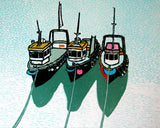 Linocut Print - Co Down Papa's Boys, Annalong