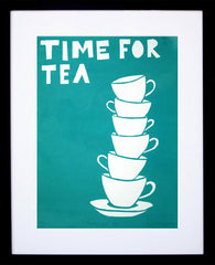 Screen Print - Time For Tea In Turquoise