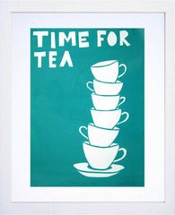 Screen Print - Time For Tea In Turquoise
