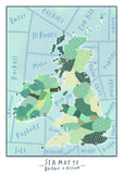 Places - Sea Map of Britain and Ireland - Unframed