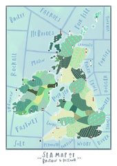 Places - Sea Map of Britain and Ireland - Unframed