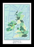 Places - Sea Map of Britain and Ireland - Black Frame