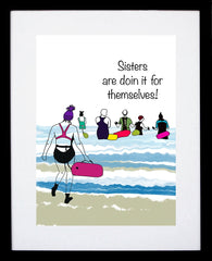 Print - Sea Swimmers - Sisters Are Doin It For Themselves Black Frame