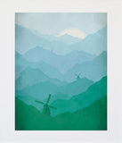Windmills in Blue Unframed