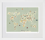 World Map White Frame